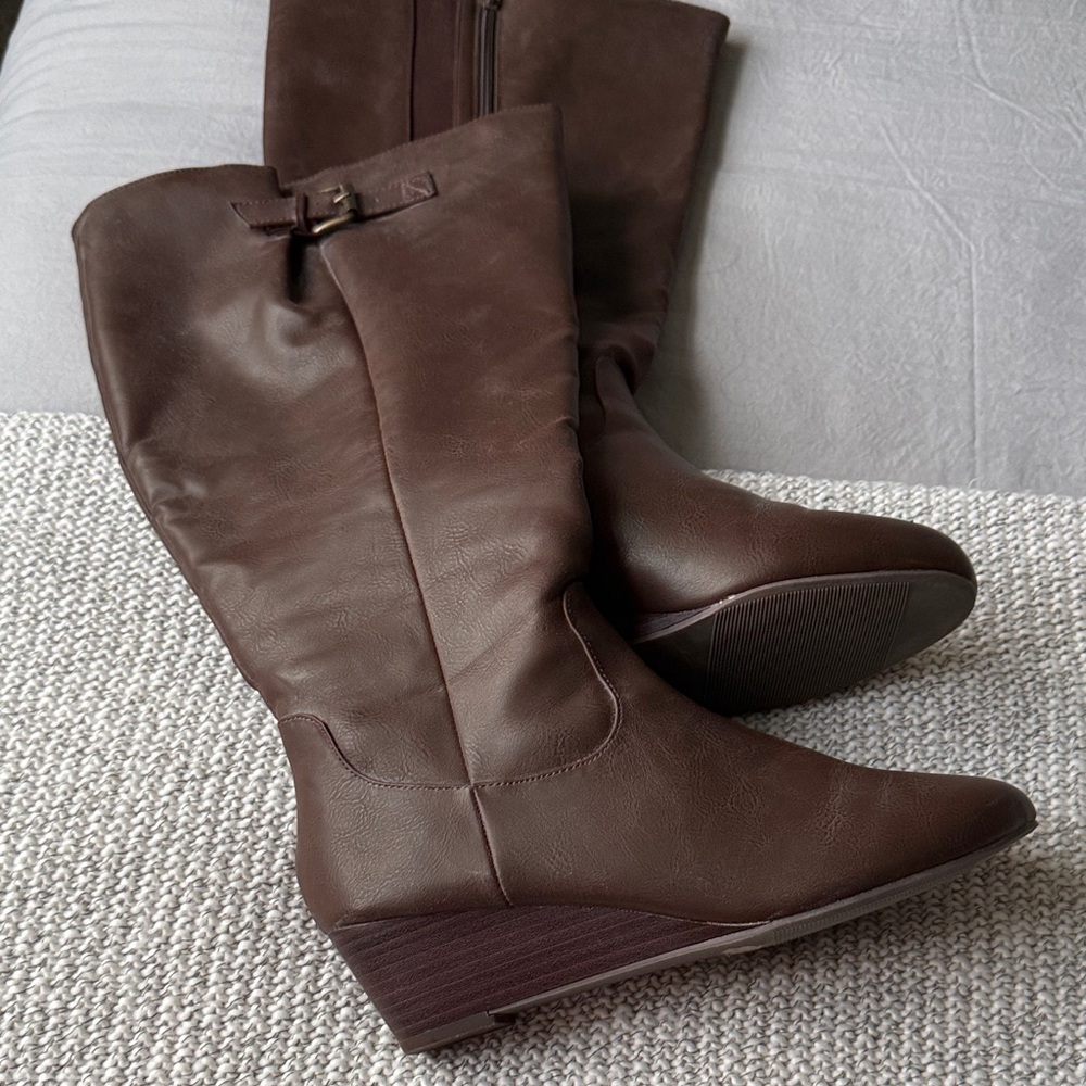 Torrid Dark Brown Heeled Boots, 9 1/2 WW
